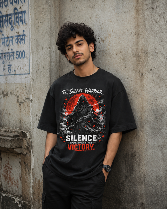 The Silent Warrior – Premium Anime-Inspired Oversized Unisex T-Shirt